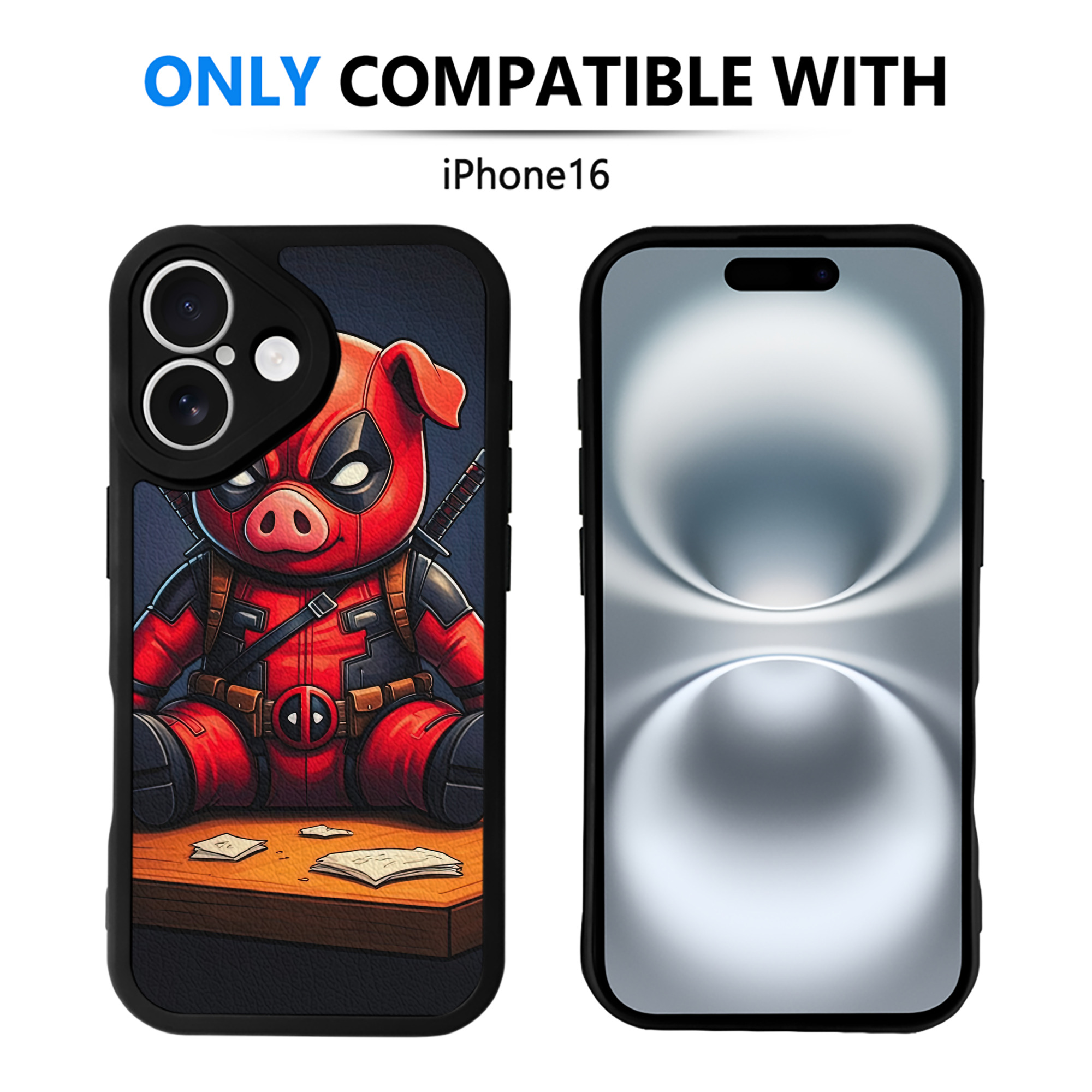 （画像用） Deadpool デッドプール 【iPhone 16シリーズ対応】シリコンスマホケース（レザー調） 材質：シリコン